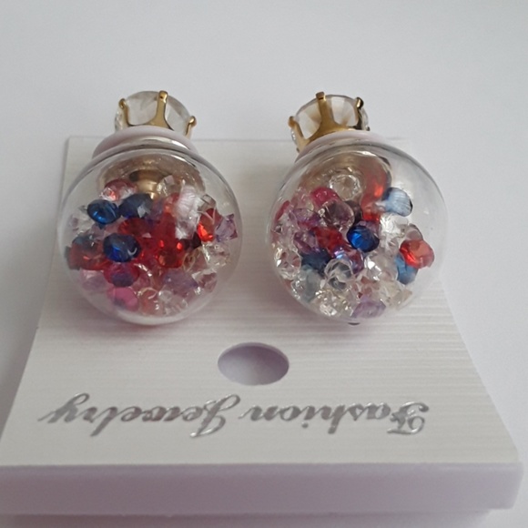 Globe multicolored crystal earnings - Picture 4 of 4